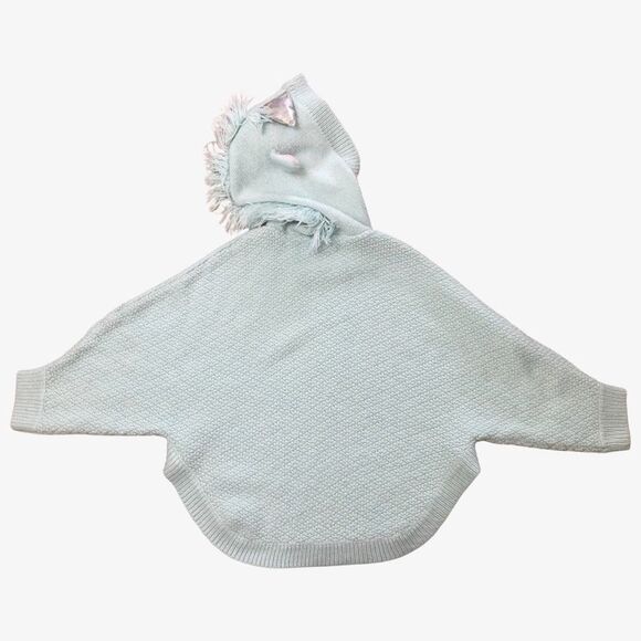 Cat & Jack 4T/5T Unicorn Hooded Poncho Cape Long Sleeve Knit Fringe - Picture 2 of 9